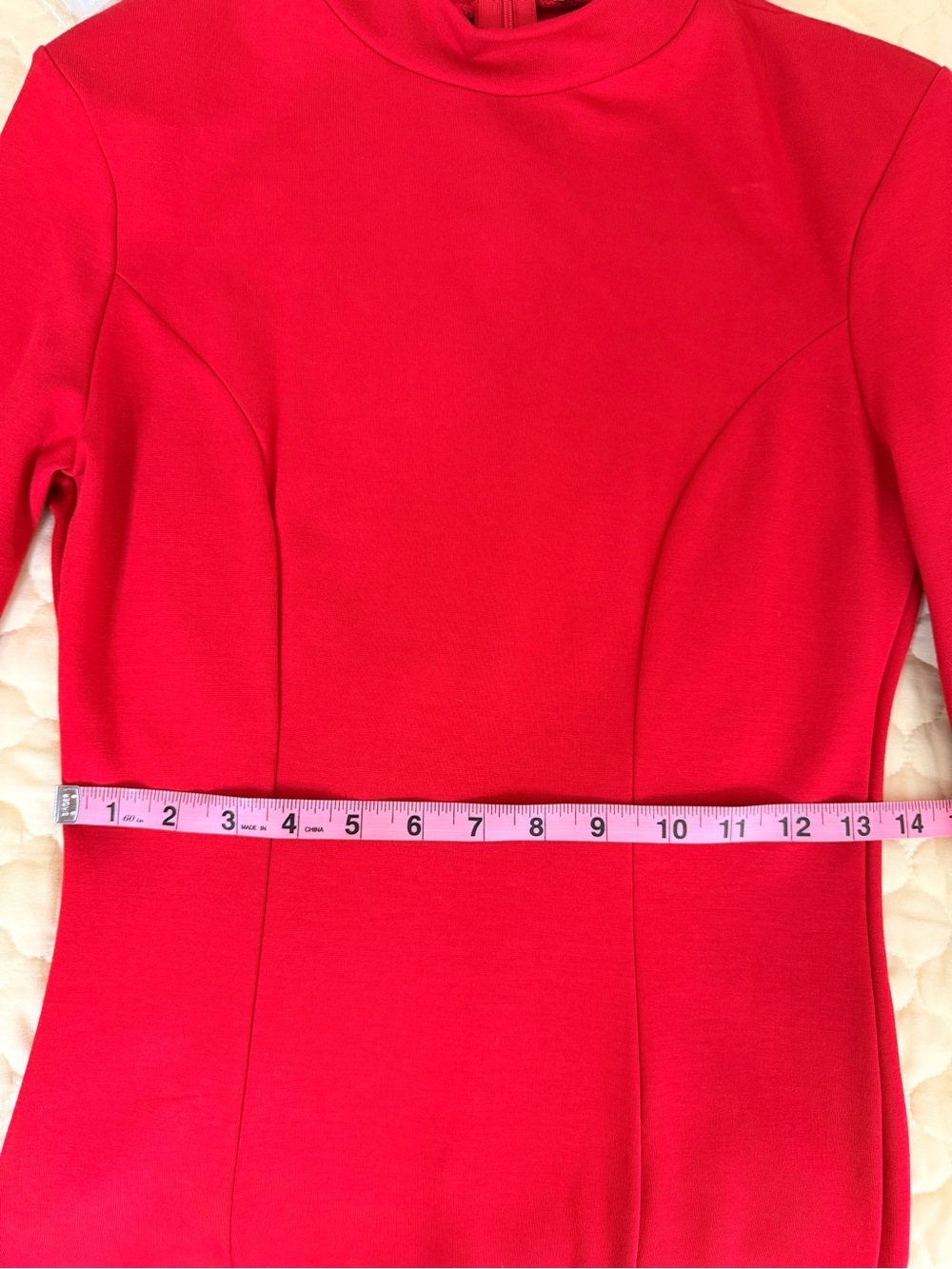 Mock Neck Red Mini Dress with Flared Sleeves